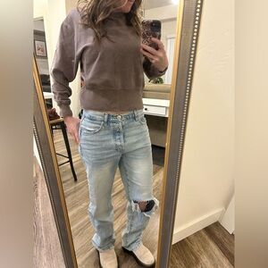 Joy Lab XS brown crop crewneck sweater